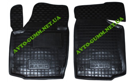 Коврики в салон, водительский + пассажир для Skoda Rapid полиуретан (AVTO-Gumm)